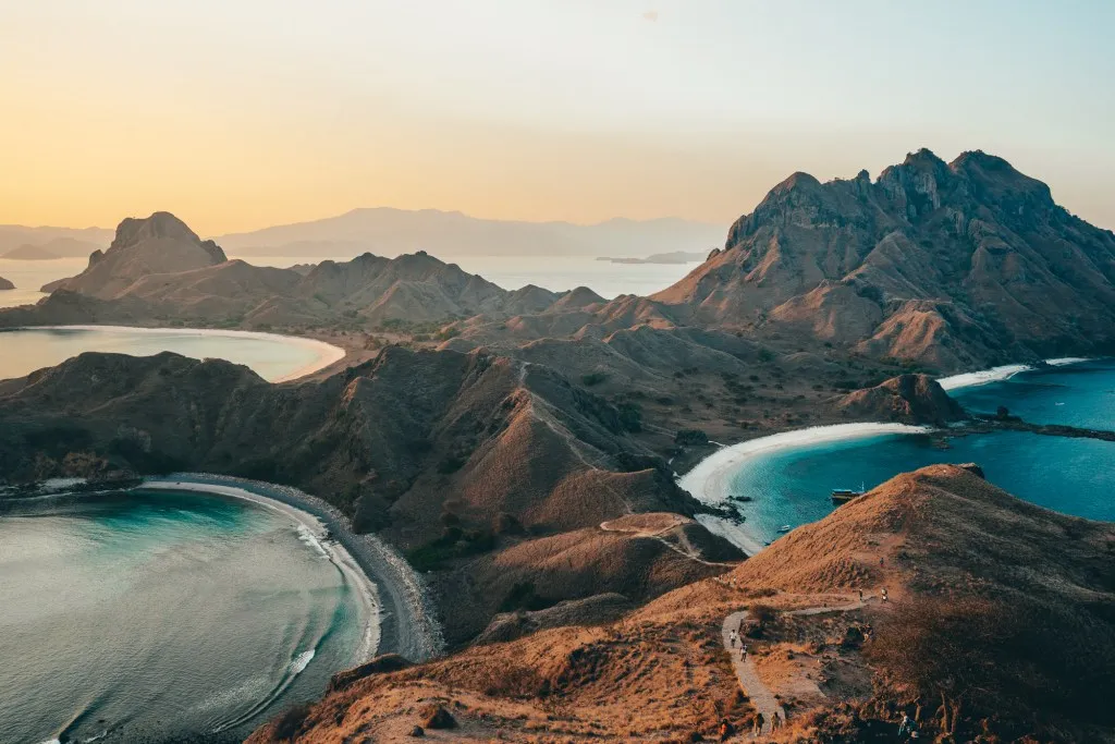Panormaic views from a view point on Padar Island, Komodo, Indonesia