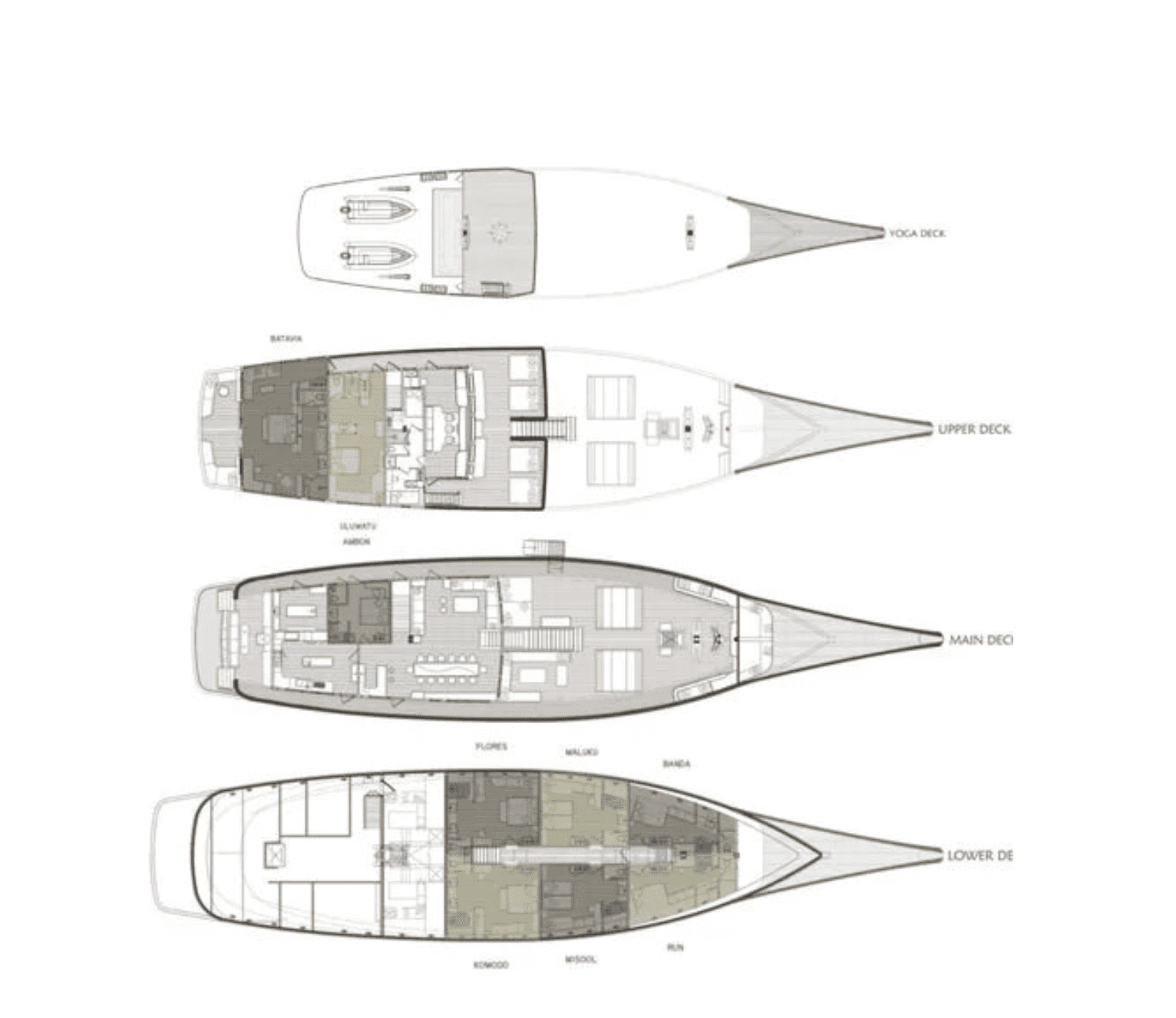 Prana deck plans and cabin layouts