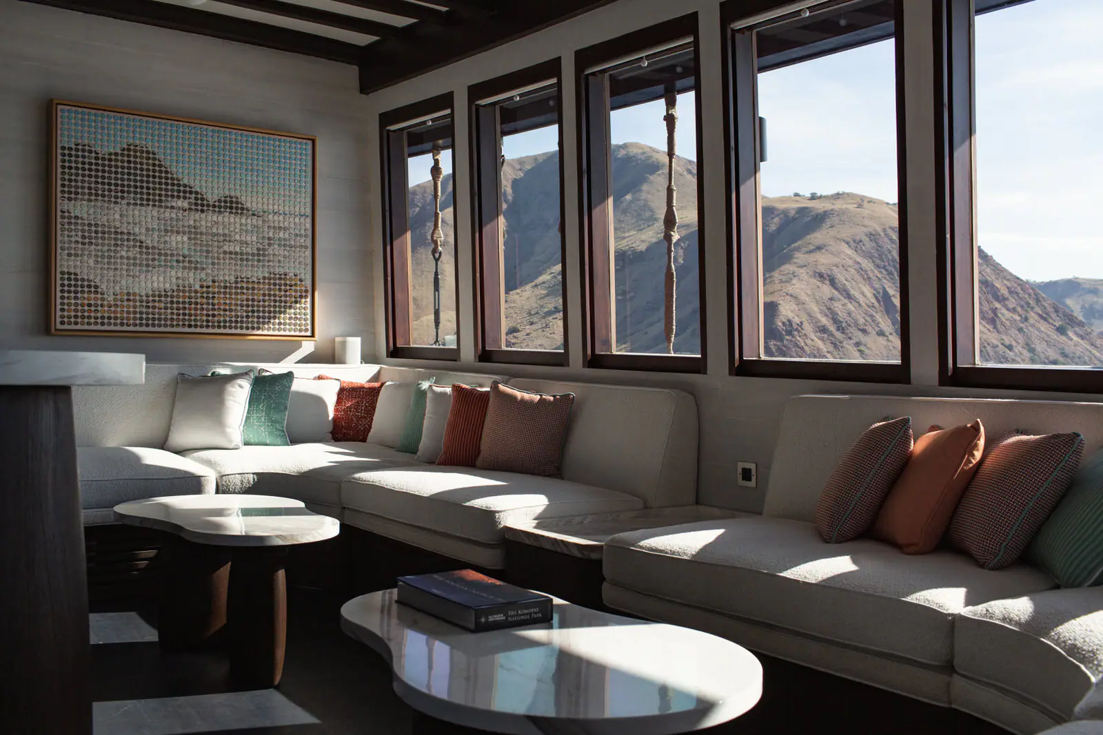 Vela luxury yacht lounge and interior area